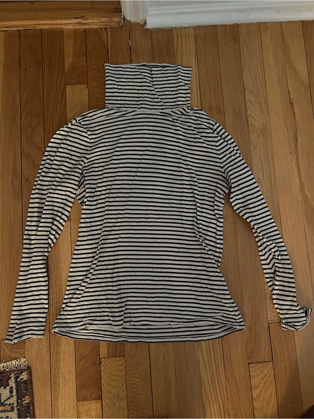 J.Crew Striped Turtleneck Long Sleeve Top - Black & White